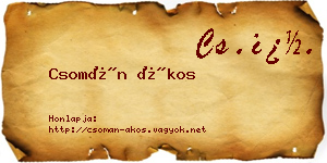 Csomán Ákos névjegykártya